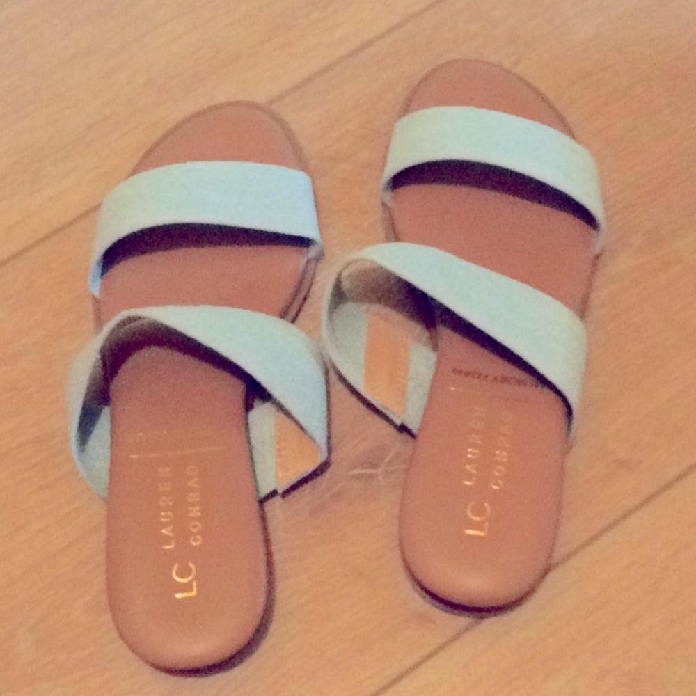 LC Lauren Conrad mint denim Sz 6 sandals new